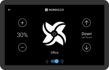 Bedienpanel der Tabletapp zur Regulierung der HVLS Ventilatorenleistung - Lüftungstechnik